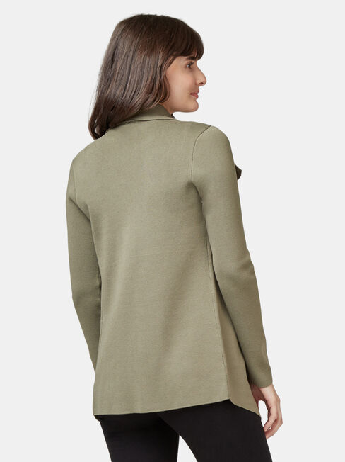 Gina Short Waterfall Cardigan, Green, hi-res