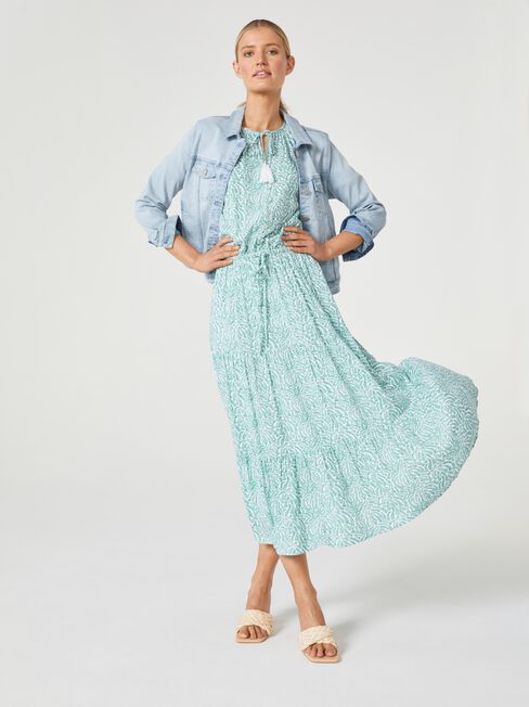 Grace Tiered Midi Dress, Print, hi-res