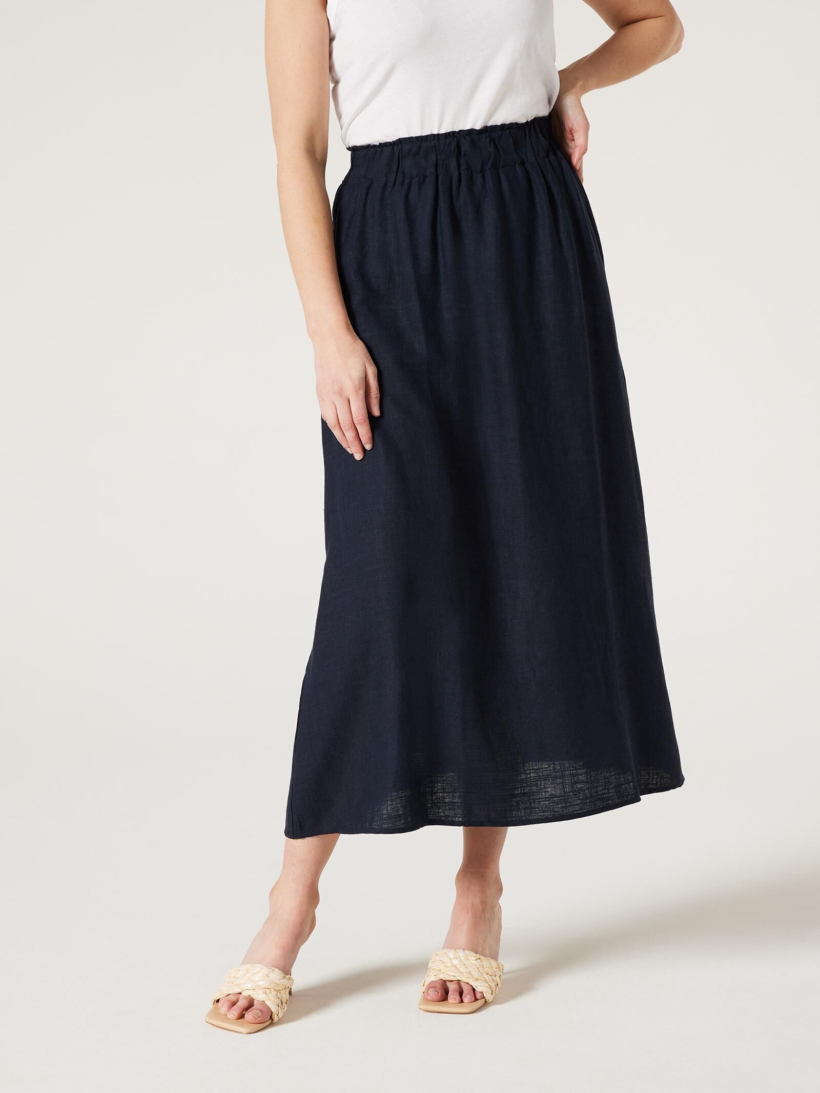 Mia Linen Midi Skirt