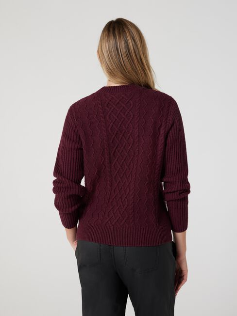 Elena Cable Knit Pullover, Auburn, hi-res