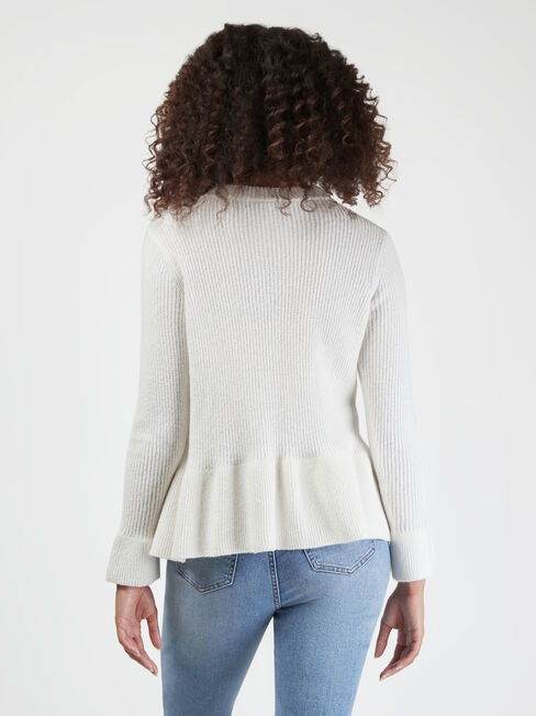 Addison Peplum Knit, White, hi-res