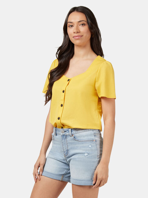 Marie Sweetheart Neck Top, Yellow, hi-res