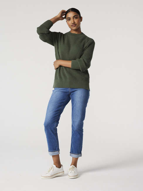 Eden Stand Neck Knit, Thyme, hi-res