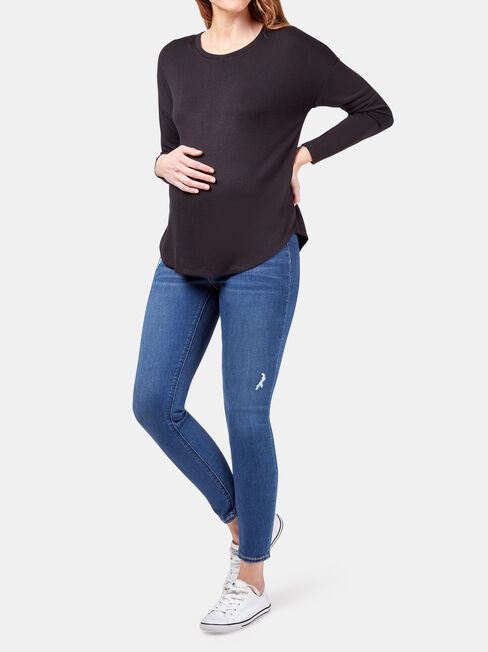 Olivia Maternity Skinny 7/8 Jean, Blue, hi-res
