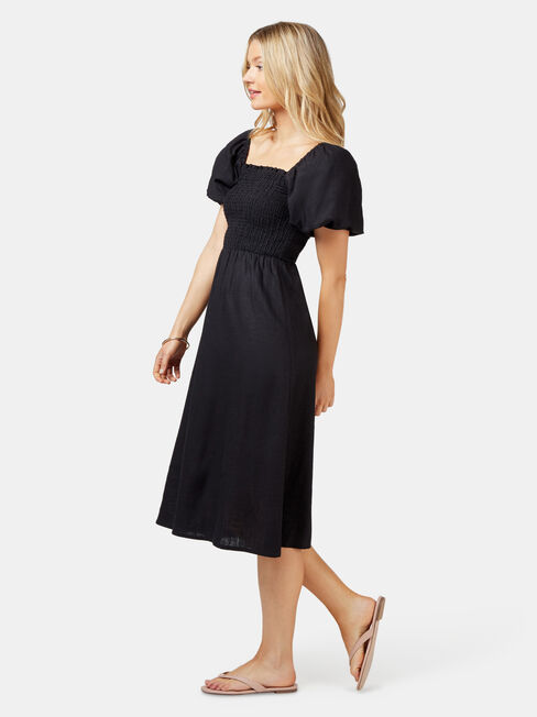 Reese Shirred Bust Dress, Black, hi-res