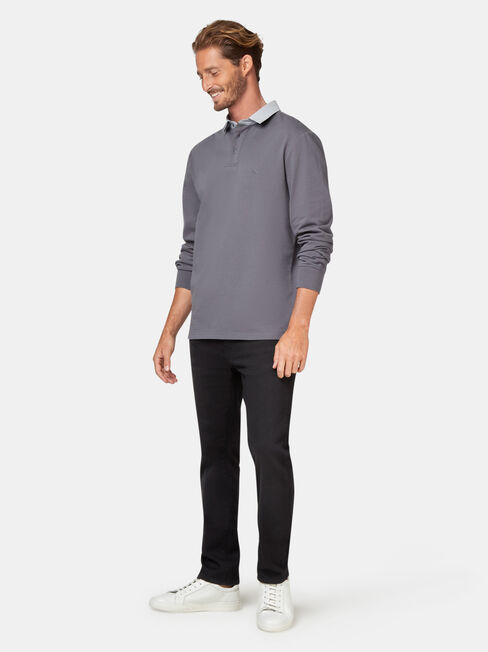 Hamish Long Sleeve Rugby Polo, Grey, hi-res