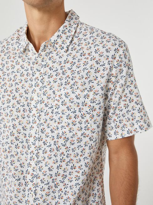 SS Hudson Print Shirt, White, hi-res