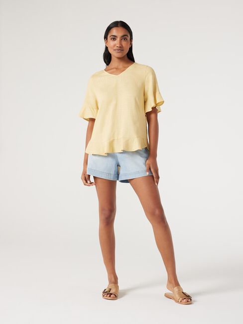 Avrel Ruffle Hem Top, Golden, hi-res