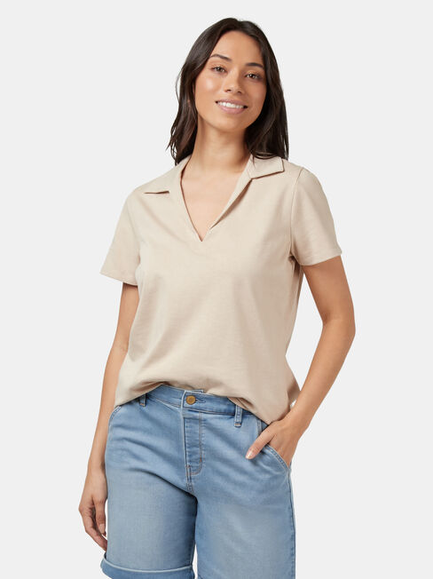 Olivia Collar Tee, White, hi-res