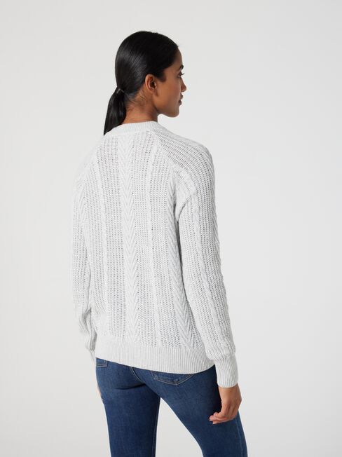 Lawrence Raglan Cable Knit, Grey, hi-res