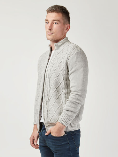 Theodore Sherpa Lined Cable Jacket, Grey, hi-res