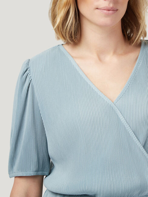 Julie Wrap Front Top, Blue, hi-res