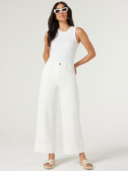Rita Wide Leg Jeans, Off White, hi-res