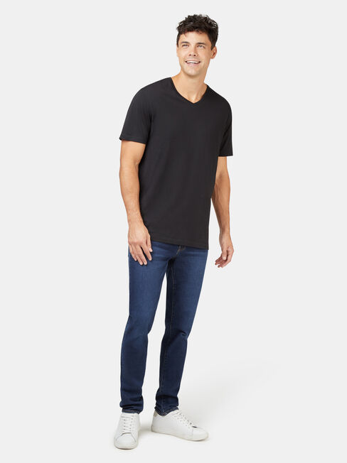 Basic Short Sleeve V-Neck Tee, Black, hi-res