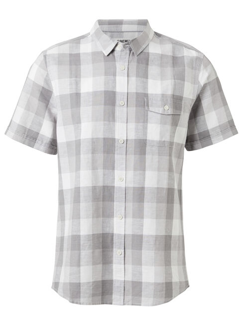 Byrne Short Sleeve Check Shirt, Grey, hi-res