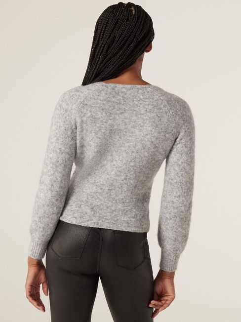 Tori Twist Front Knit, Grey Marle, hi-res