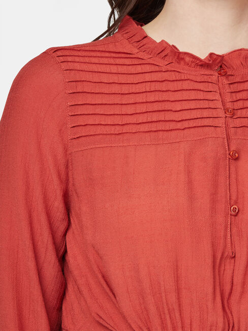 Aria Peplum Hem Top, Red, hi-res
