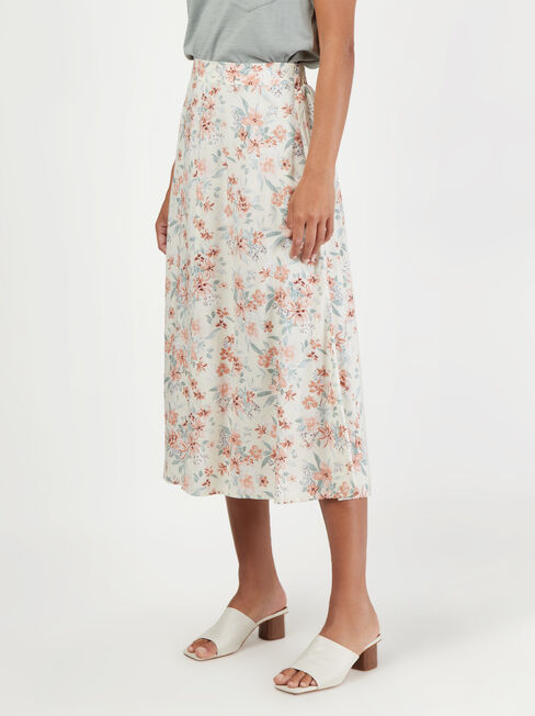 Effie Midi Skirt, Floral, hi-res