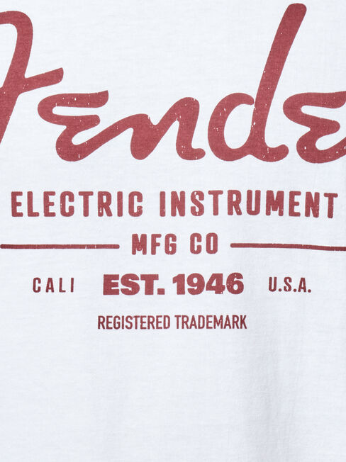 Fender Short Sleeve Print Crew Tee, White, hi-res