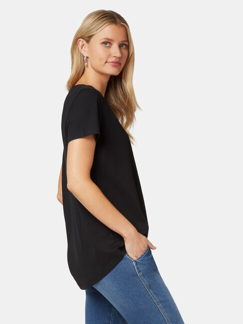 Curve Hem Crew Tee, Black, hi-res
