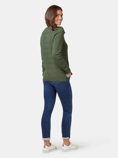 Lyn Linear Bobble Knit, Green, hi-res