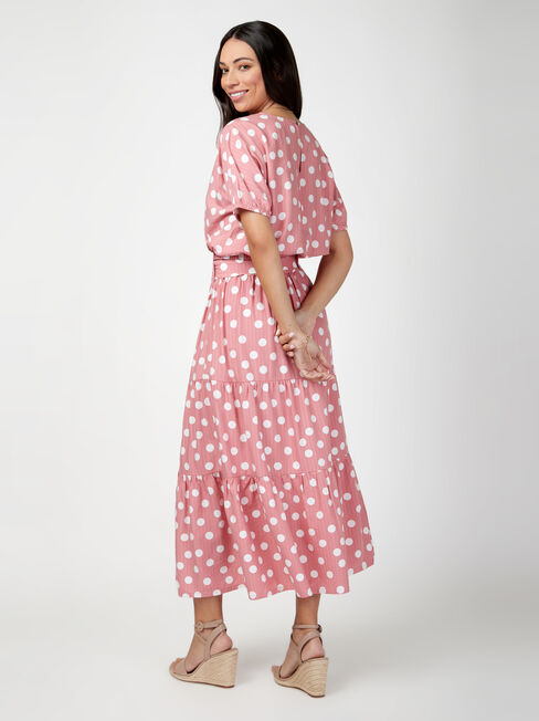 Sara Belted Tiered Skirt, Pink, hi-res