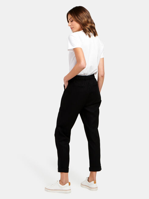 Linen Blend Pant, Black, hi-res