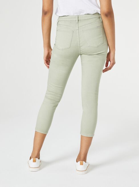 Kara Mid Waisted Skinny Capri, Green, hi-res