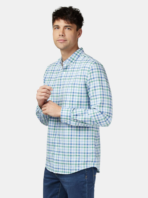 Harry Long Sleeve Check Shirt, Green, hi-res