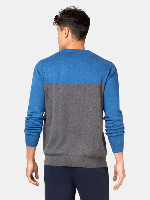 Conrad Block Crew Knit, Blue, hi-res