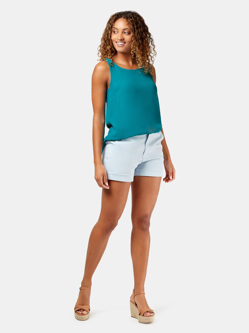 Vickie Button Back Tank, Blue, hi-res
