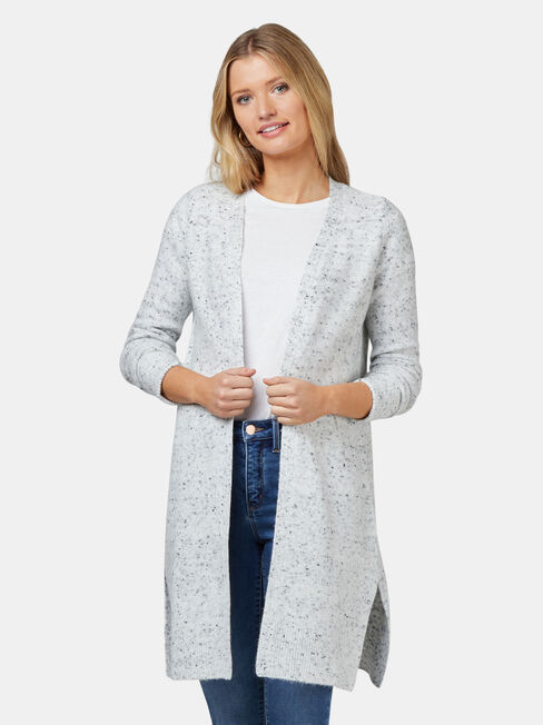 Cora Longline Cardigan, Grey, hi-res