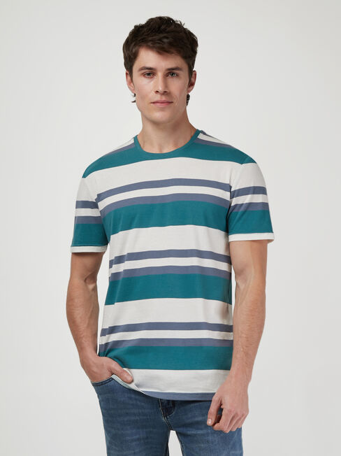 SS Paxton Stripe Crew Tee, Grey, hi-res