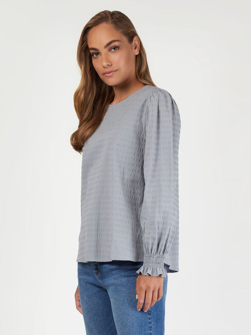 Tessa Textured Top, Grey, hi-res