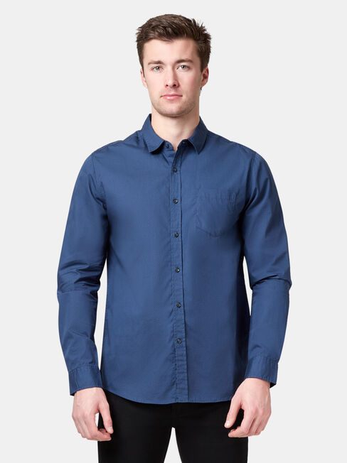 Buster Long Sleeve Print Shirt, Blue, hi-res