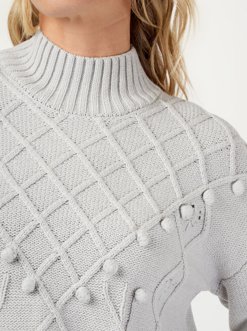 Maya Cable Bobble Knit, Grey, hi-res