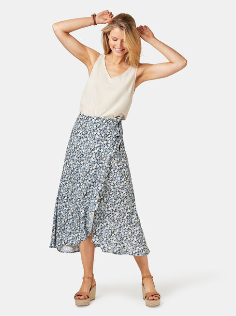Chloe Midi Wrap Skirt, Mid Indigo, hi-res