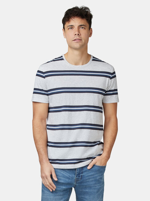Porter Short Sleeve Stripe Crew Tee, Grey, hi-res