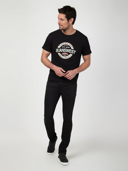 SS Jeanswest Logo Print Crew Tee, Black, hi-res