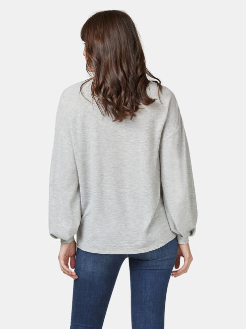 Ella Drop Shoulder Textured Top, Grey, hi-res