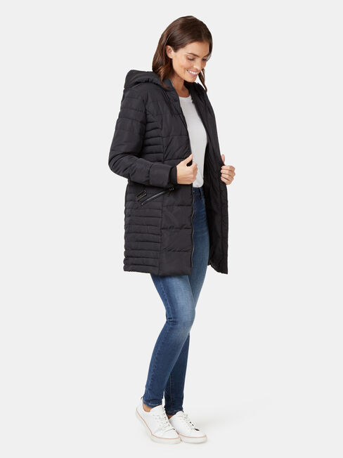 Rory Longline Padded Puffer Jacket, Black, hi-res