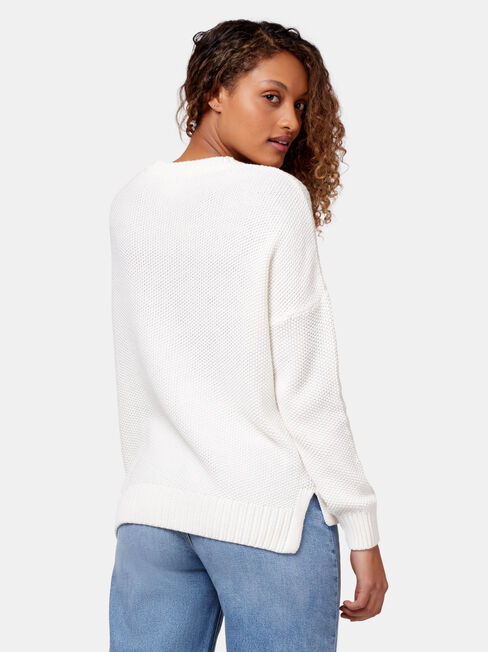 Agnes Chevron Pullover, White, hi-res