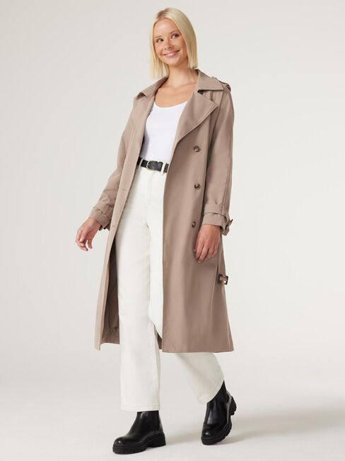 Amanda Relaxed Trench Coat, Latte , hi-res