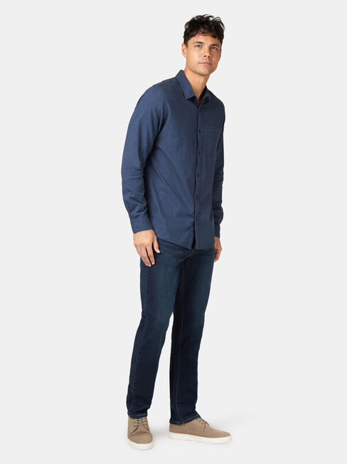 Byron Long Sleeve Brushed Shirt, Blue, hi-res