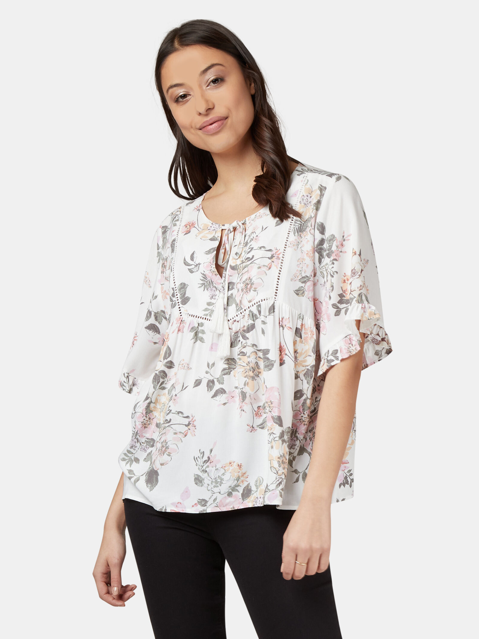 Plus size short cheap sleeve peasant tops