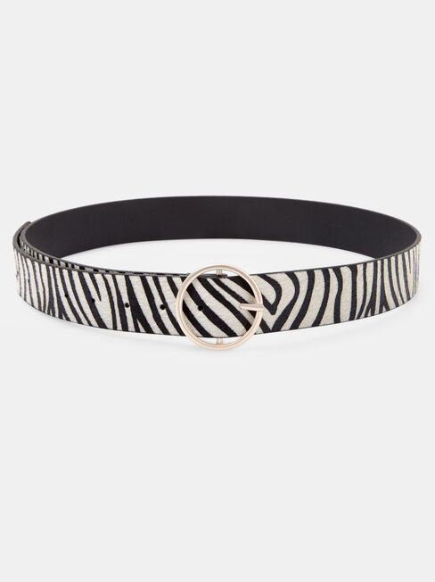 Zebra Print Belt, Print, hi-res