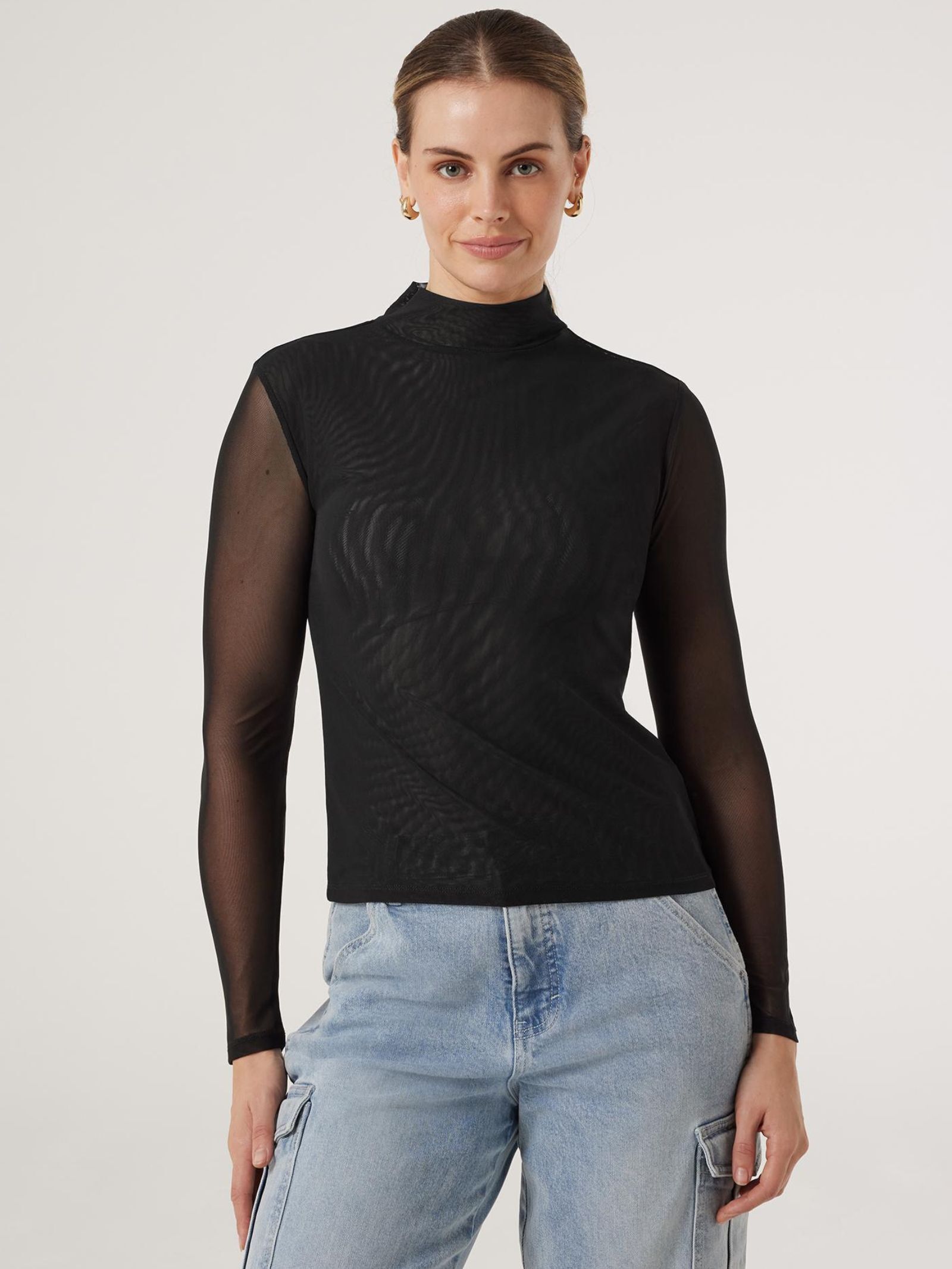 Mesh mock neck top online