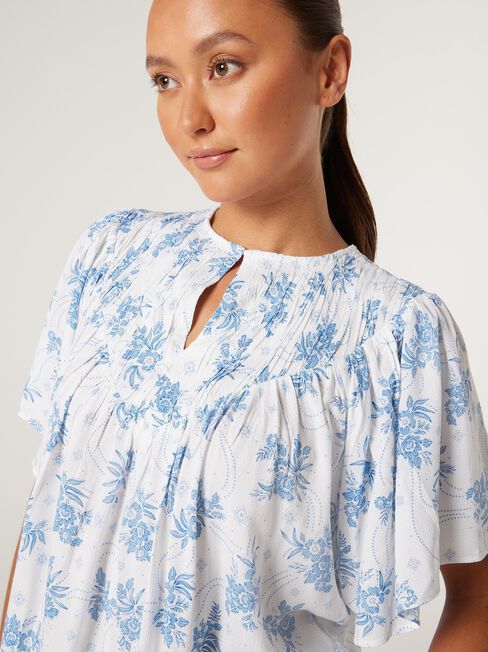 Wren Flutter Sleeve Top, Santorini Floral, hi-res