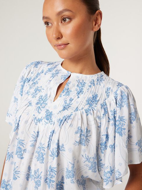 Wren Flutter Slv Top, Santorini Floral, hi-res