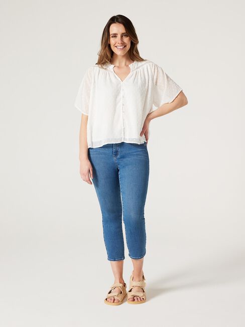 Jaida Dobby Blouse, Oatmeal, hi-res